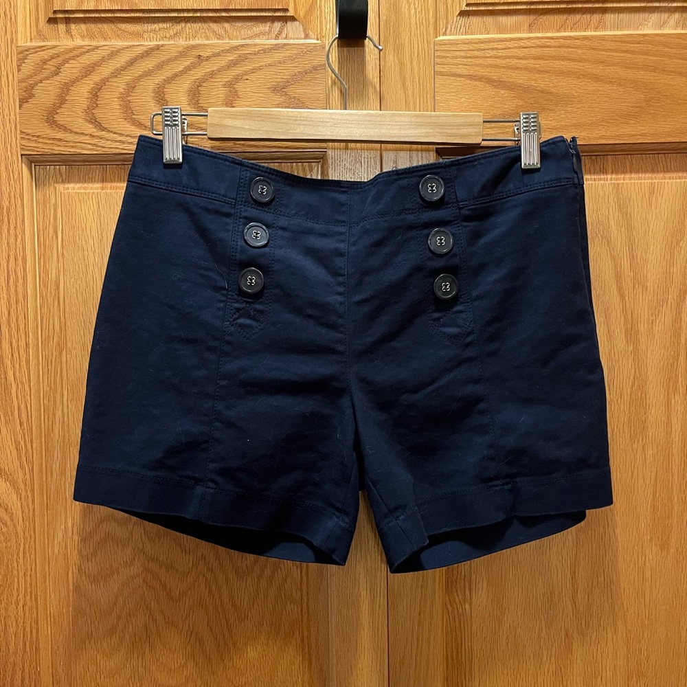 High Waisted Navy The Limited Button Shorts